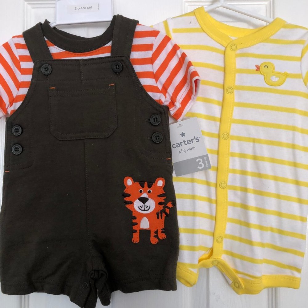 Carters Short Overalls and Short Romper 0-3m *NWT*